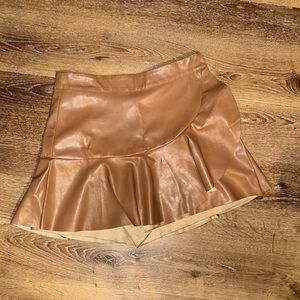 DO+BE Brown Asymmetrical Ruffled Skater Skorts